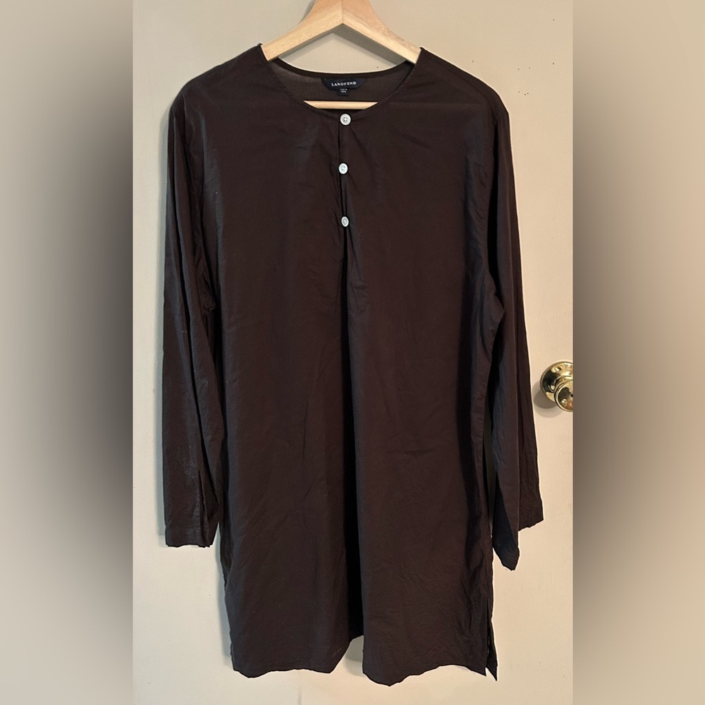 Lands' End Women’s Dark Chocolate Brown Long Sleeve Tunic Coverup - size large